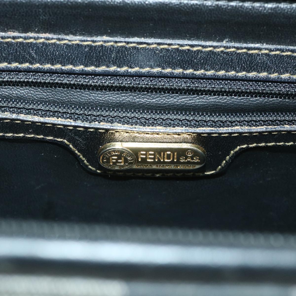 FENDI Pecan Canvas Hand Bag Coated Canvas 2way Gray Black 55821
