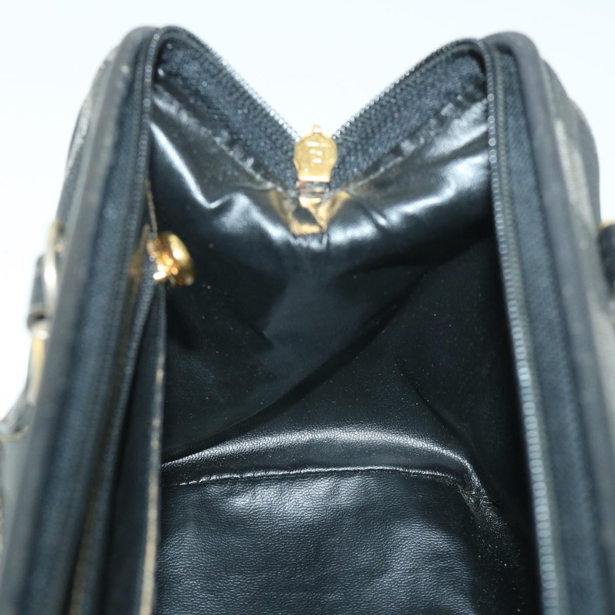 FENDI Pecan Canvas Hand Bag Coated Canvas 2way Gray Black 55821