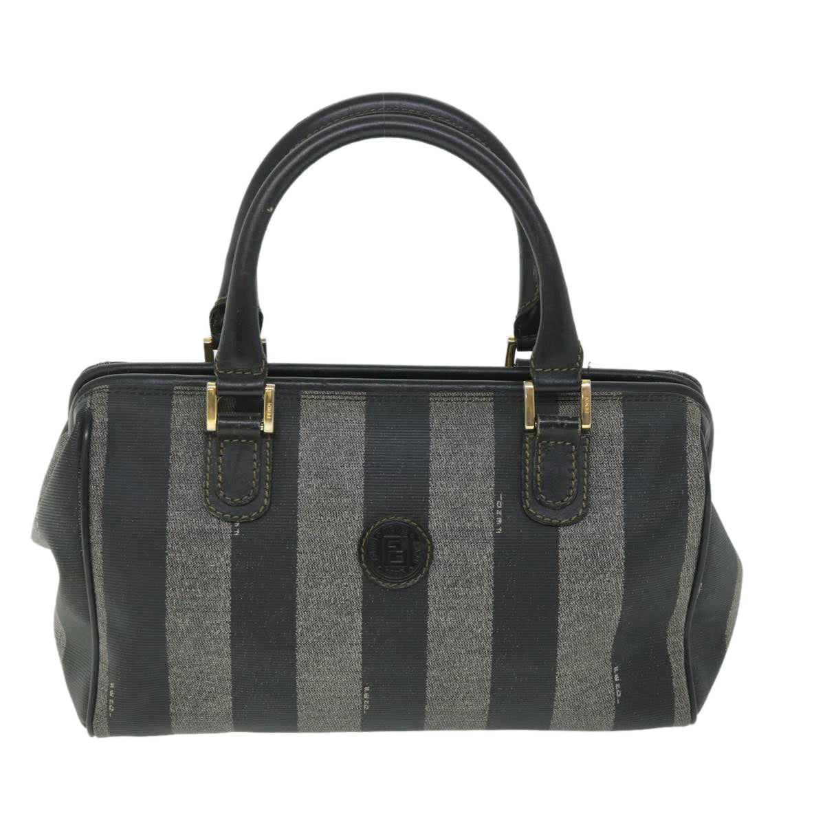 FENDI Pecan Canvas Hand Bag Coated Canvas 2way Gray Black 55821