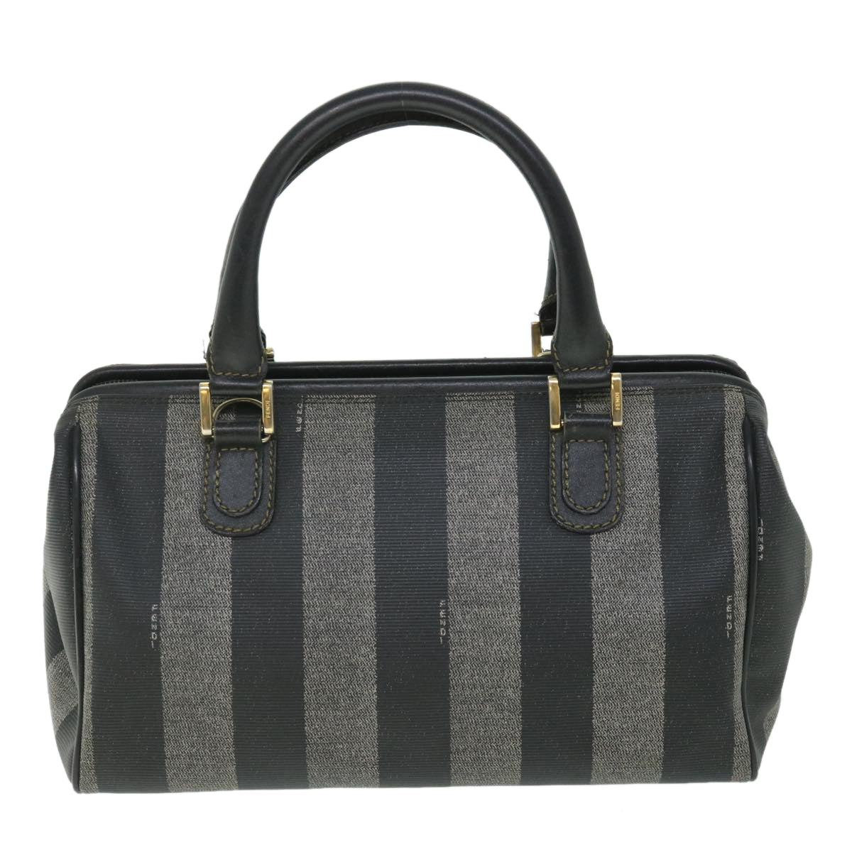 FENDI Pecan Canvas Hand Bag Coated Canvas 2way Gray Black 55821