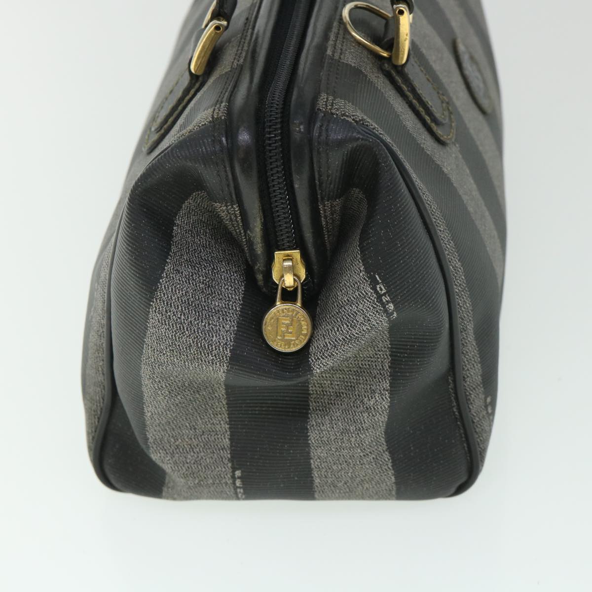 FENDI Pecan Canvas Hand Bag Coated Canvas 2way Gray Black 55821