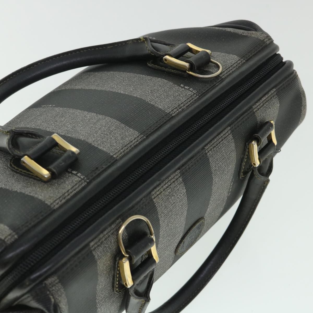 FENDI Pecan Canvas Hand Bag Coated Canvas 2way Gray Black 55821
