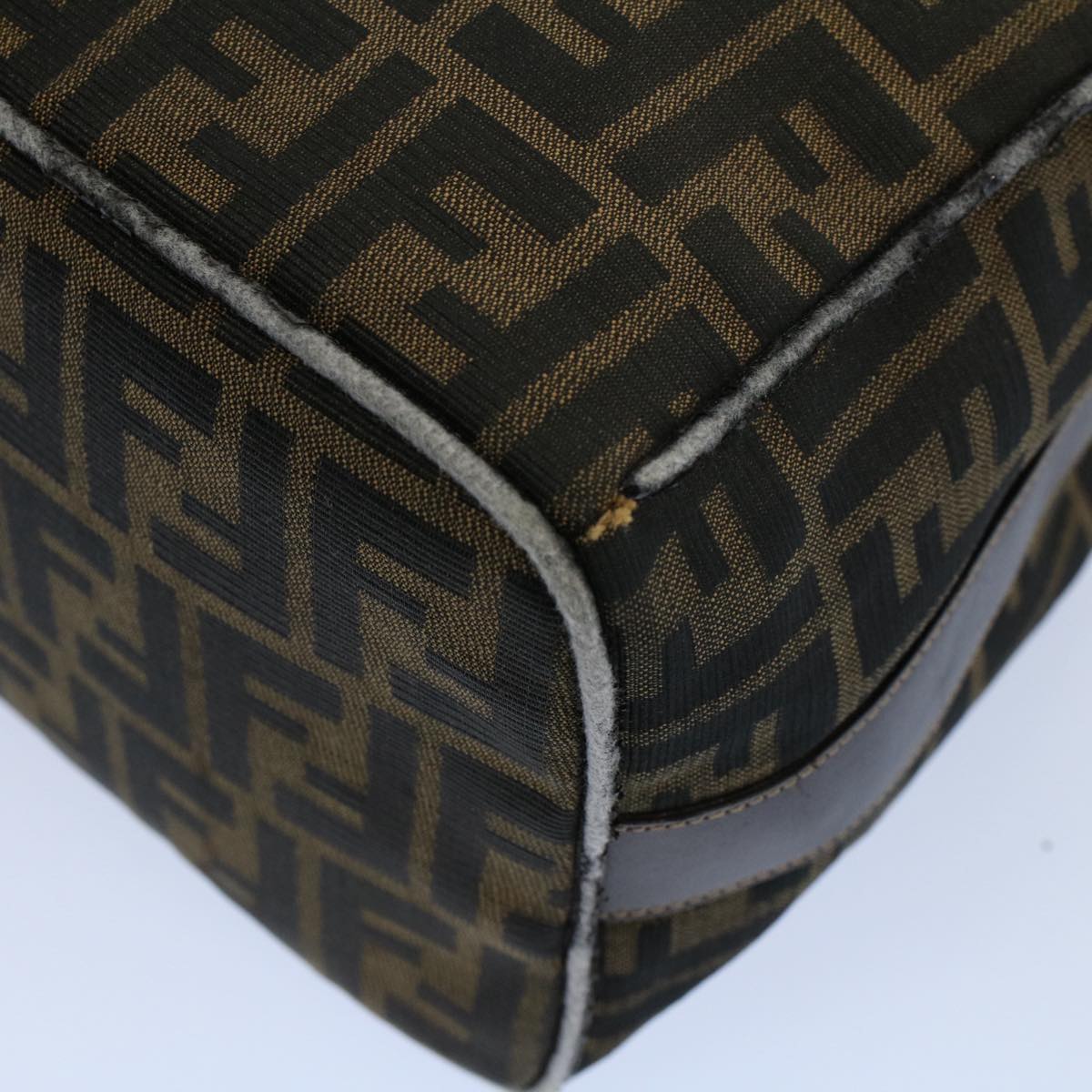 FENDI Zucca Canvas Vanity pouch Hand Bag Brown Black 55824
