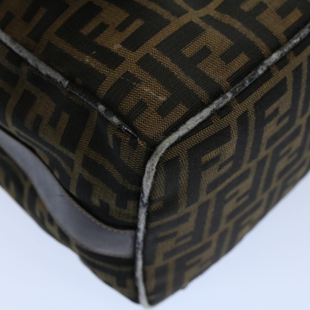 FENDI Zucca Canvas Vanity pouch Hand Bag Brown Black 55824