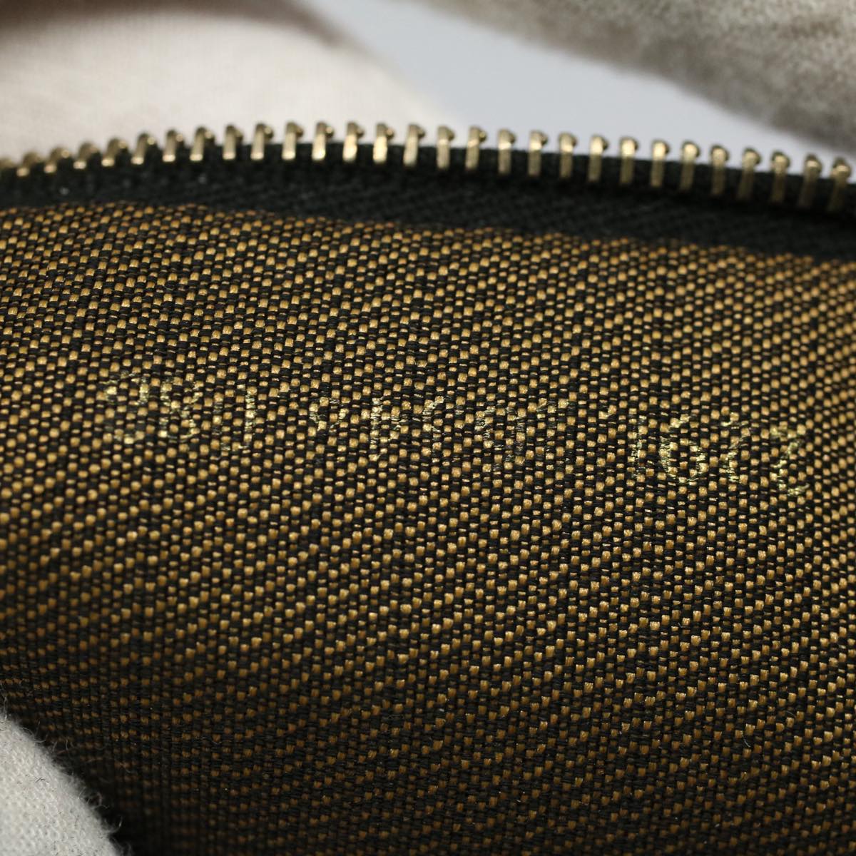 FENDI Zucca Canvas Vanity pouch Hand Bag Brown Black 55824