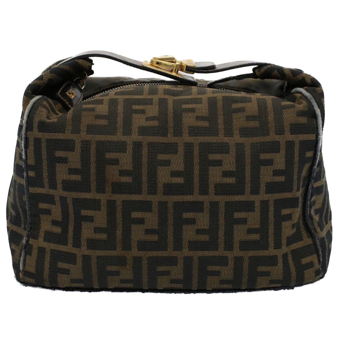 FENDI Zucca Canvas Vanity pouch Hand Bag Brown Black 55824
