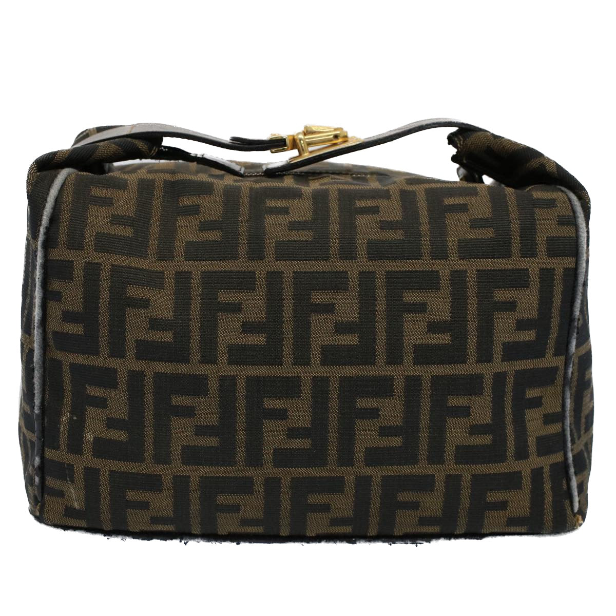 FENDI Zucca Canvas Vanity pouch Hand Bag Brown Black 55824