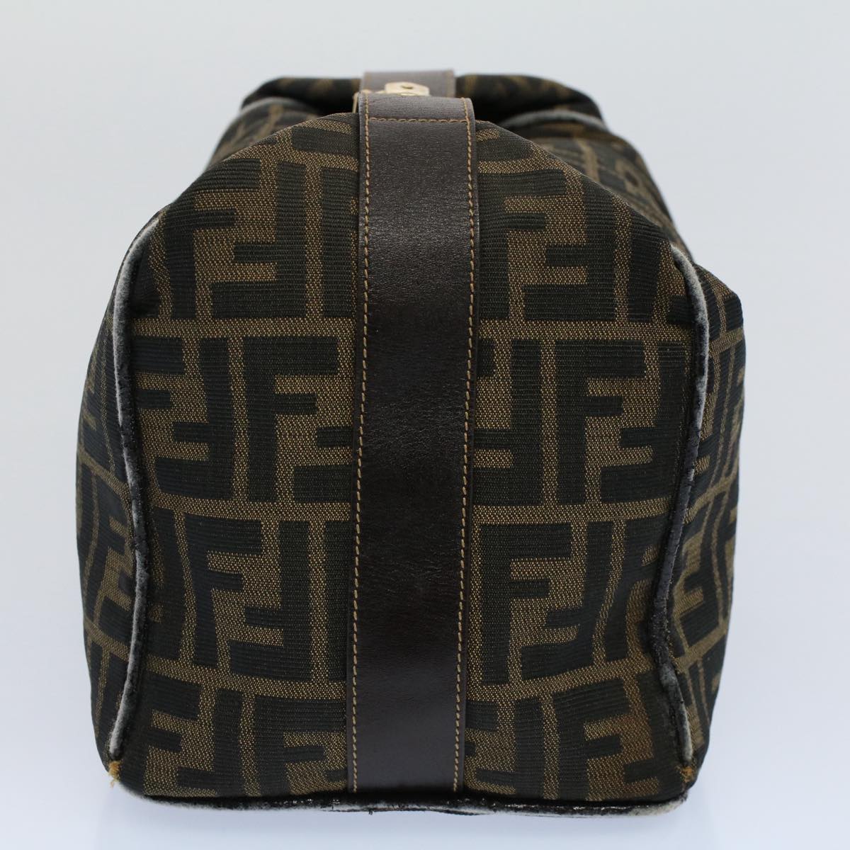 FENDI Zucca Canvas Vanity pouch Hand Bag Brown Black 55824