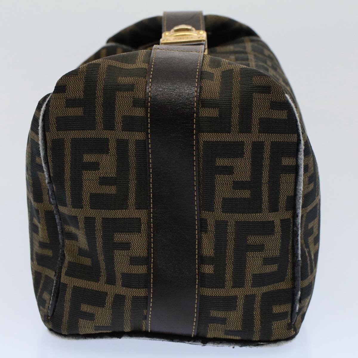 FENDI Zucca Canvas Vanity pouch Hand Bag Brown Black 55824