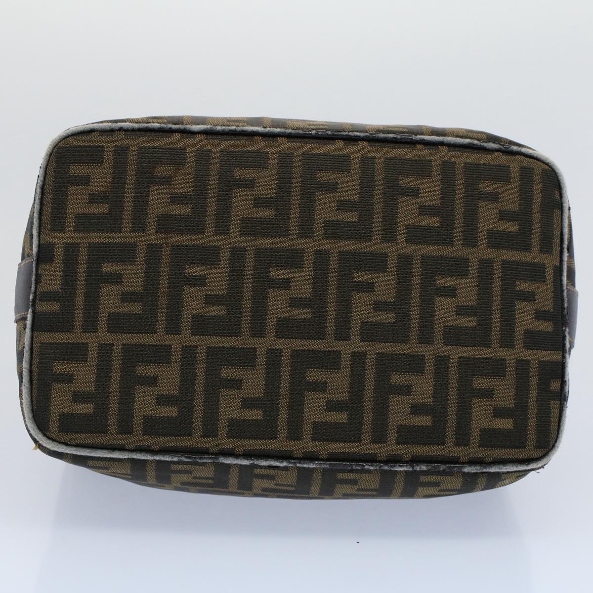 FENDI Zucca Canvas Vanity pouch Hand Bag Brown Black 55824