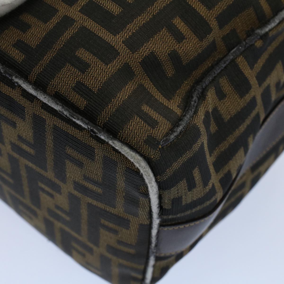 FENDI Zucca Canvas Vanity pouch Hand Bag Brown Black 55824