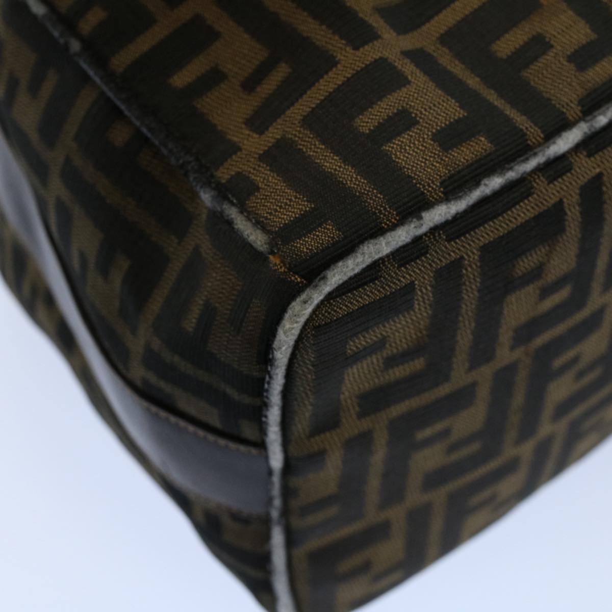 FENDI Zucca Canvas Vanity pouch Hand Bag Brown Black 55824