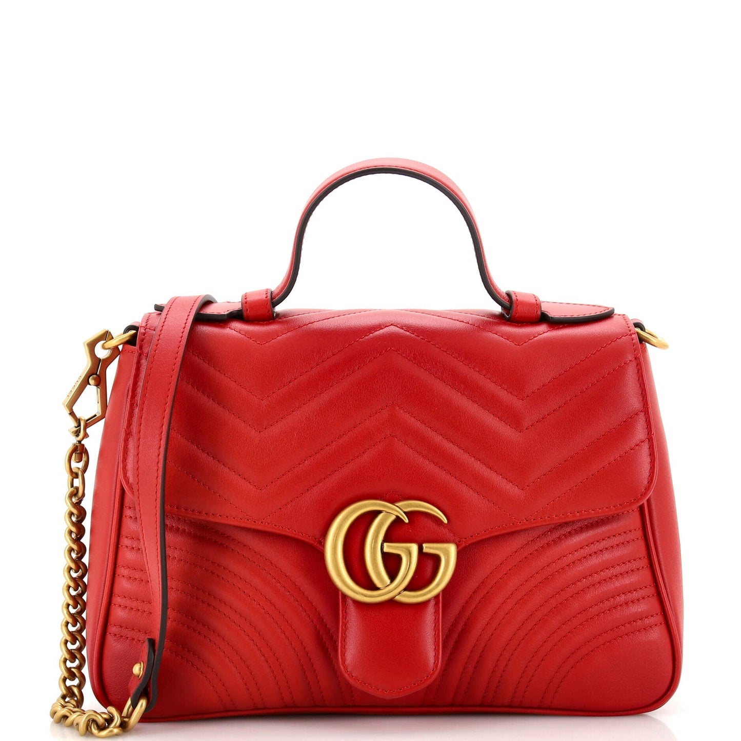 GG Marmont Top Handle Flap Bag Matelasse Leather Small