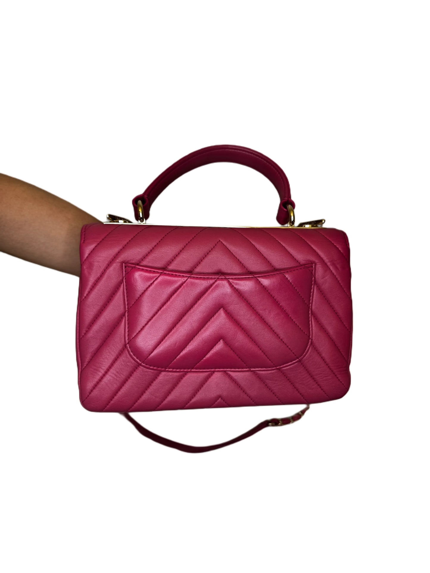 Chanel Chevron CC Dark Pink Quilted Bag B24-86