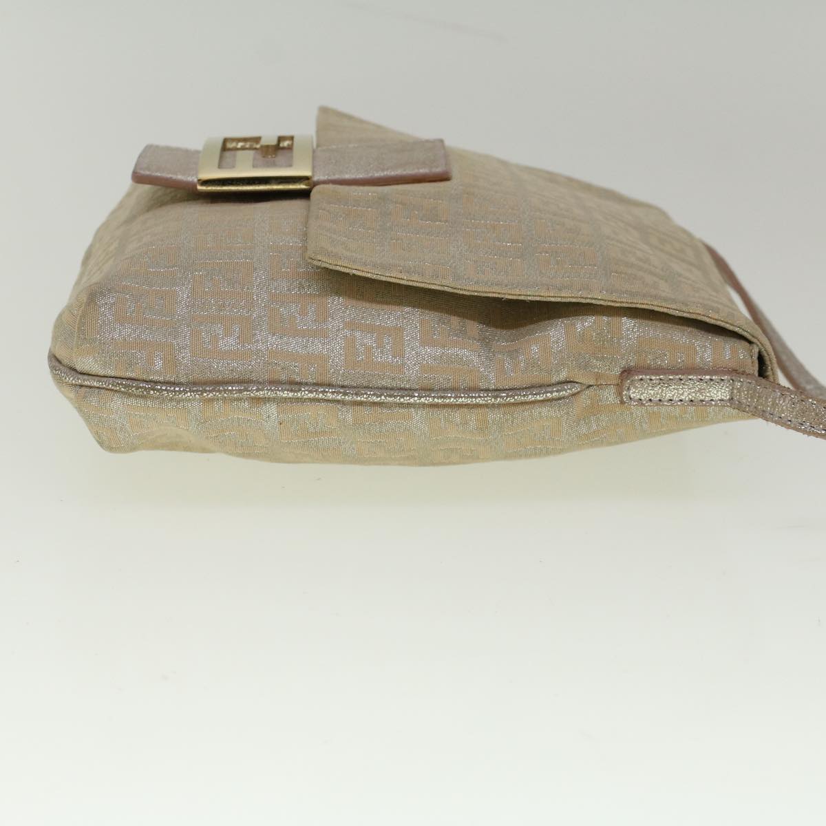 FENDI Zucchino Canvas Shoulder Bag Silver Pink 55934