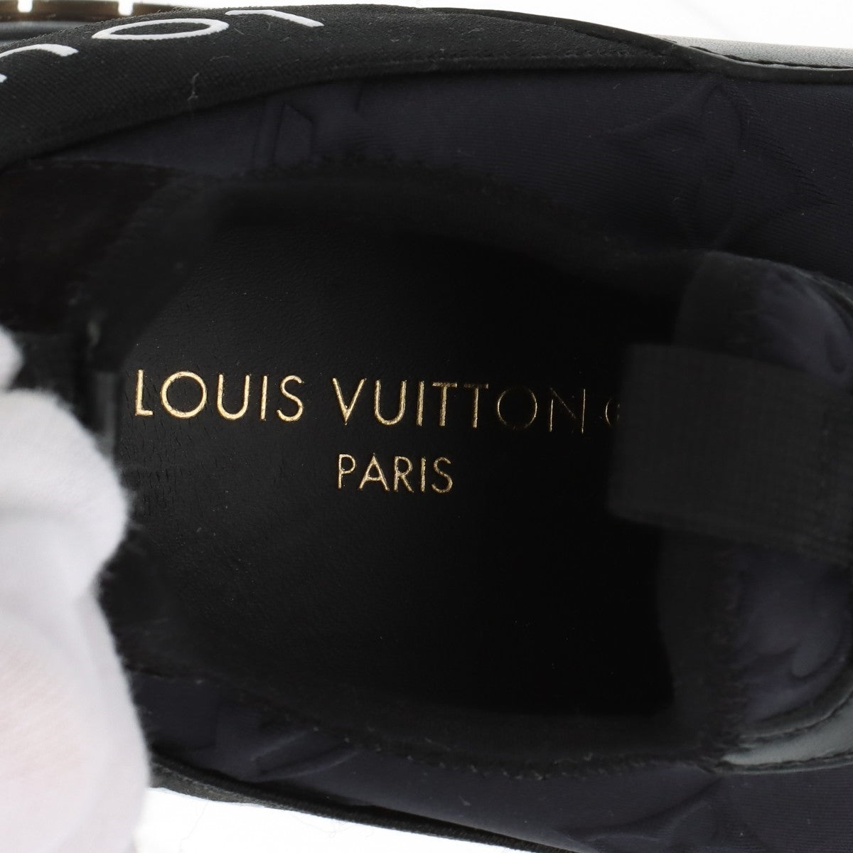 Louis Vuitton Runway Line Leather  Fabric Trainers 34.5  Black Ã— White Monogram LV Circle Logo Box  Bag