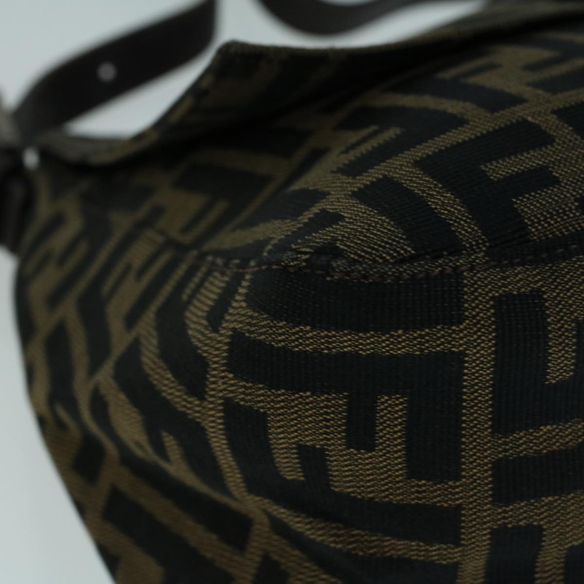 FENDI Zucca Canvas Mamma Baguette Shoulder Bag Brown Black 56073