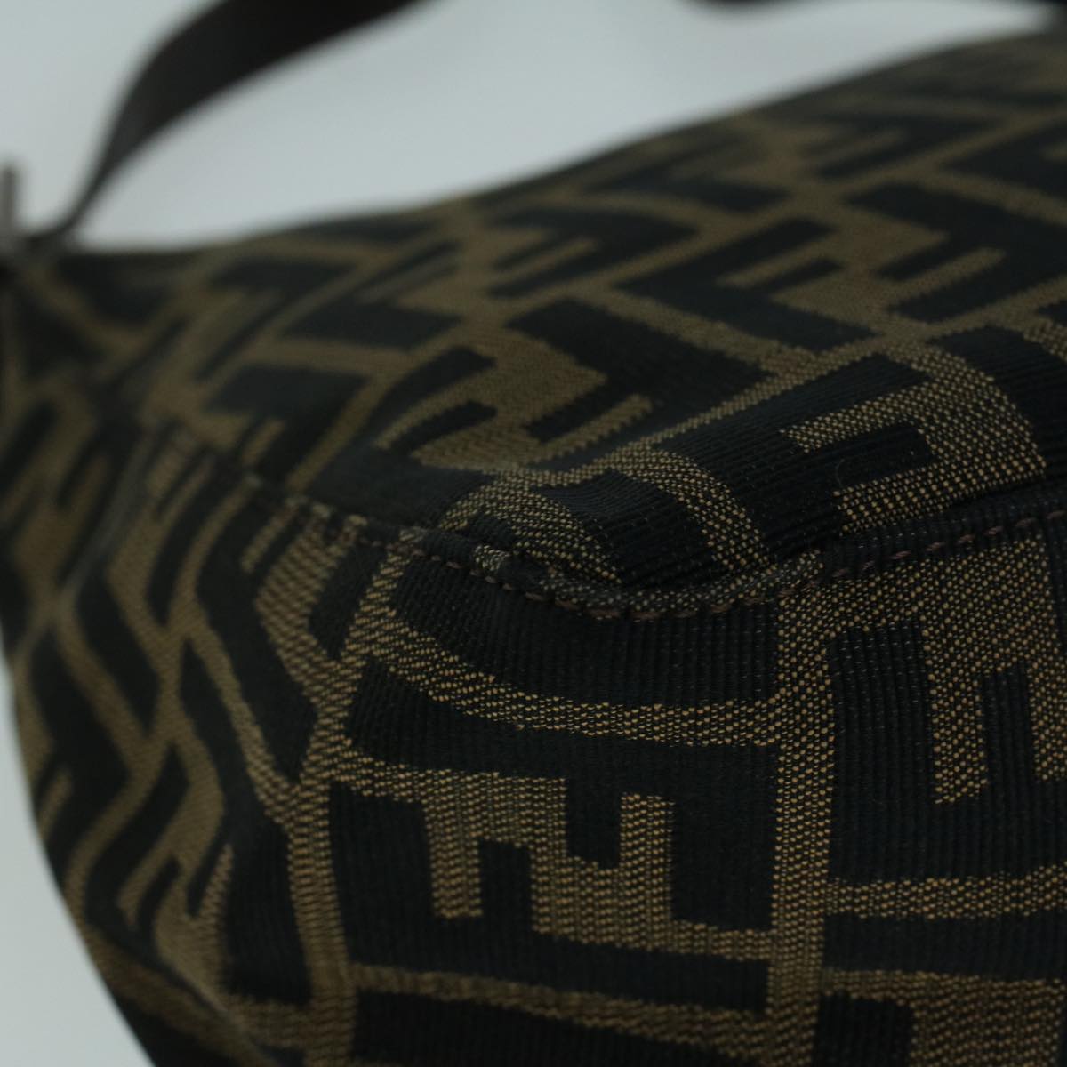 FENDI Zucca Canvas Mamma Baguette Shoulder Bag Brown Black 56073