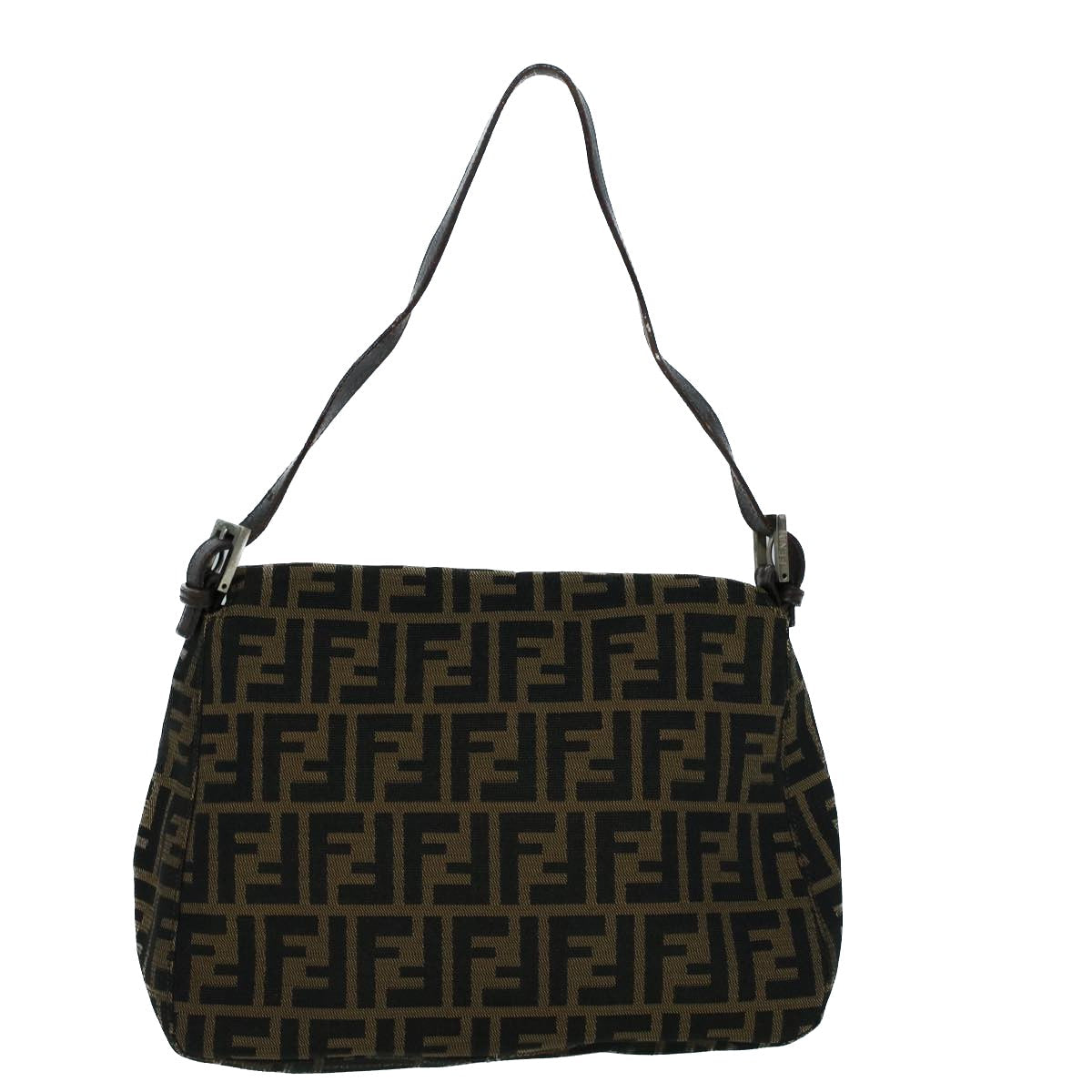 FENDI Zucca Canvas Mamma Baguette Shoulder Bag Brown Black 56073