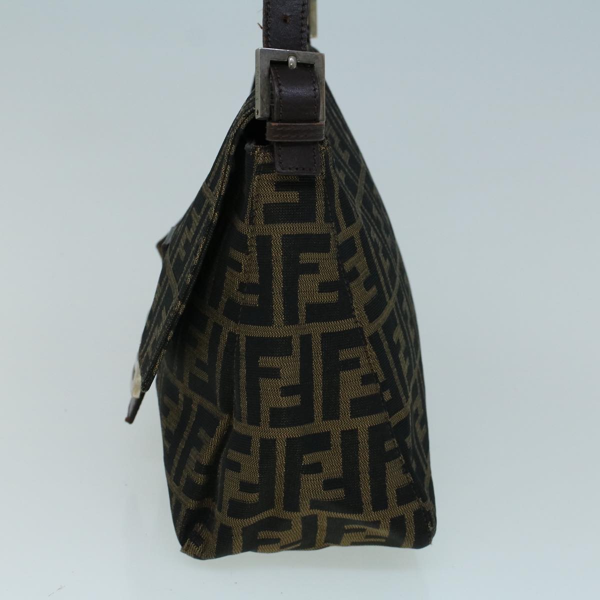 FENDI Zucca Canvas Mamma Baguette Shoulder Bag Brown Black 56073