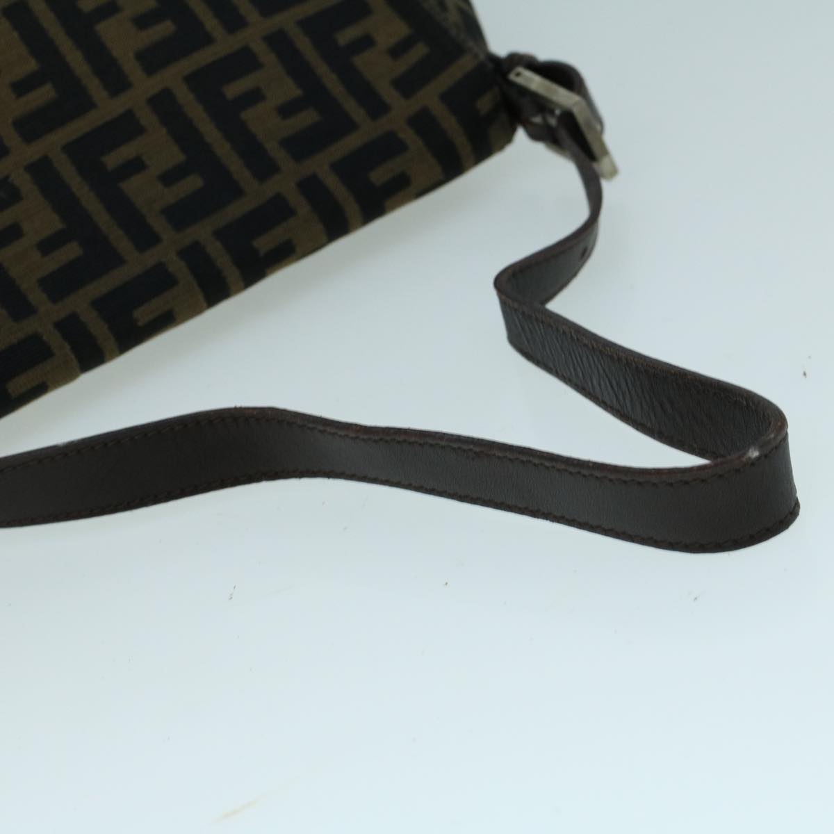 FENDI Zucca Canvas Mamma Baguette Shoulder Bag Brown Black 56073