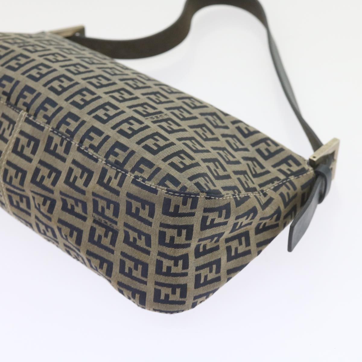 FENDI Zucchino Canvas Mamma Baguette Shoulder Bag Navy 56197