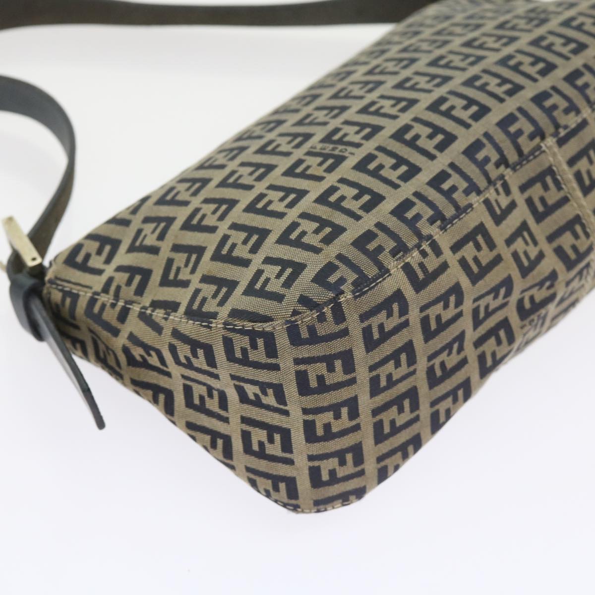 FENDI Zucchino Canvas Mamma Baguette Shoulder Bag Navy 56197