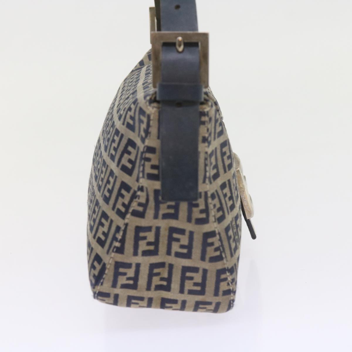 FENDI Zucchino Canvas Mamma Baguette Shoulder Bag Navy 56197