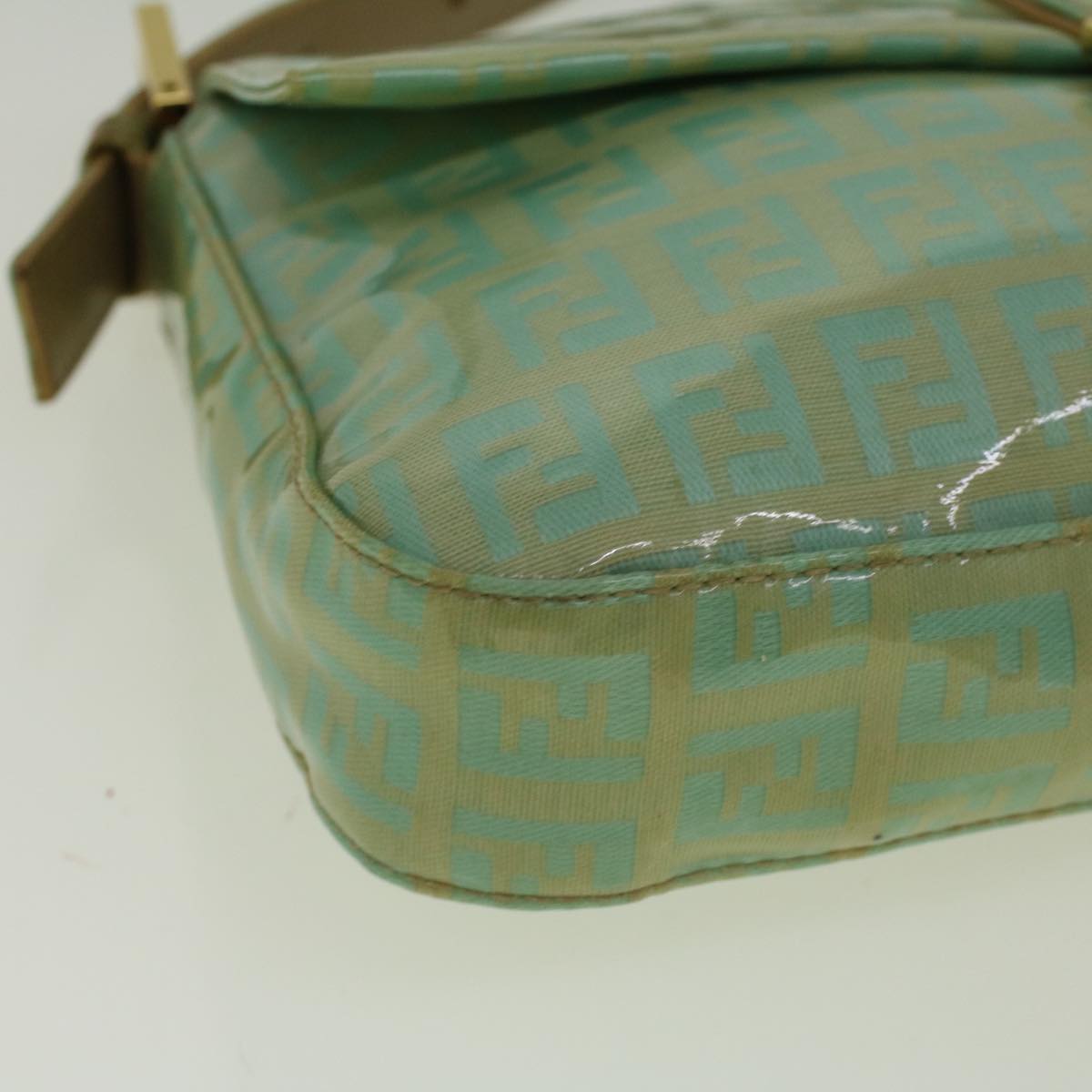 FENDI Zucchino Canvas Mamma Baguette Shoulder Bag Coated Canvas Blue 56198