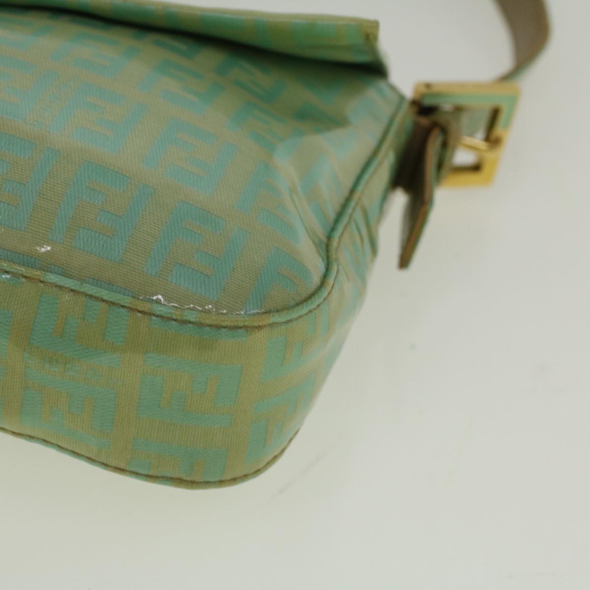 FENDI Zucchino Canvas Mamma Baguette Shoulder Bag Coated Canvas Blue 56198