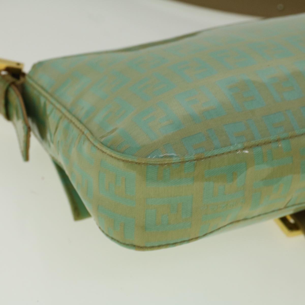 FENDI Zucchino Canvas Mamma Baguette Shoulder Bag Coated Canvas Blue 56198