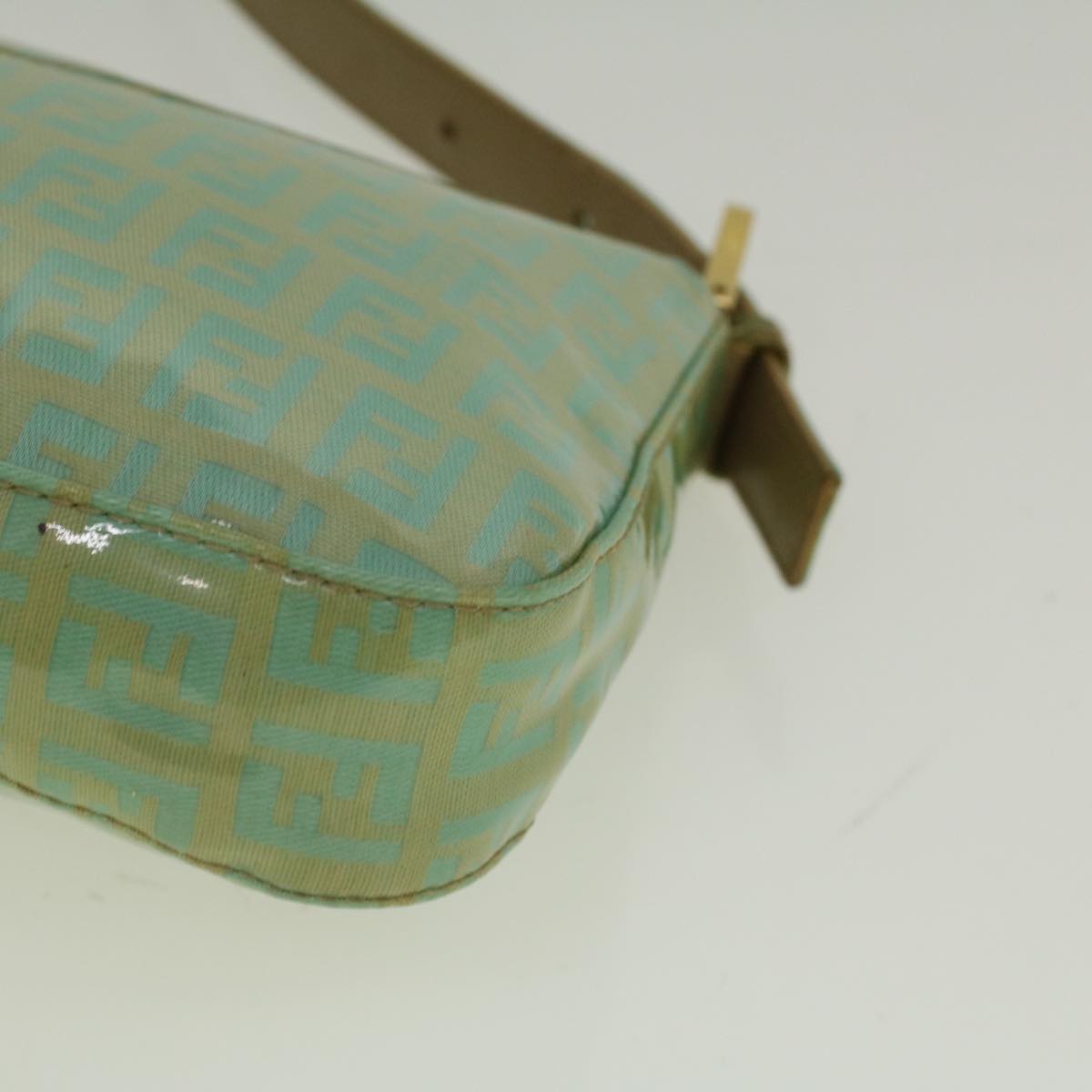 FENDI Zucchino Canvas Mamma Baguette Shoulder Bag Coated Canvas Blue 56198