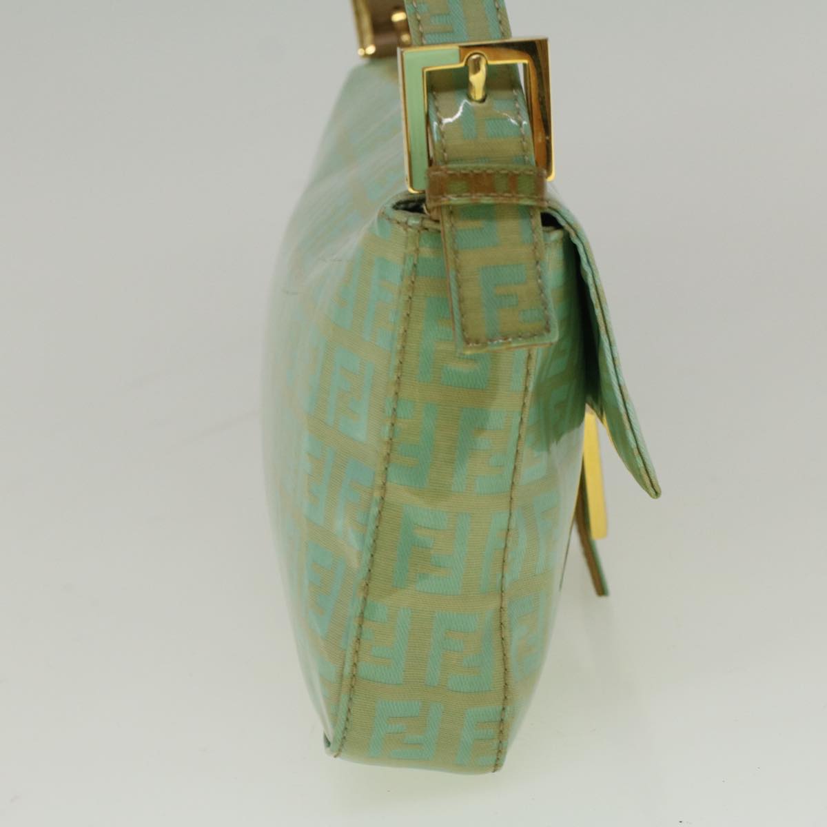 FENDI Zucchino Canvas Mamma Baguette Shoulder Bag Coated Canvas Blue 56198