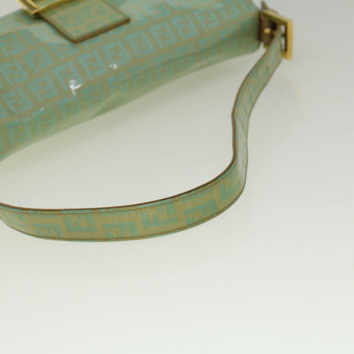 FENDI Zucchino Canvas Mamma Baguette Shoulder Bag Coated Canvas Blue 56198