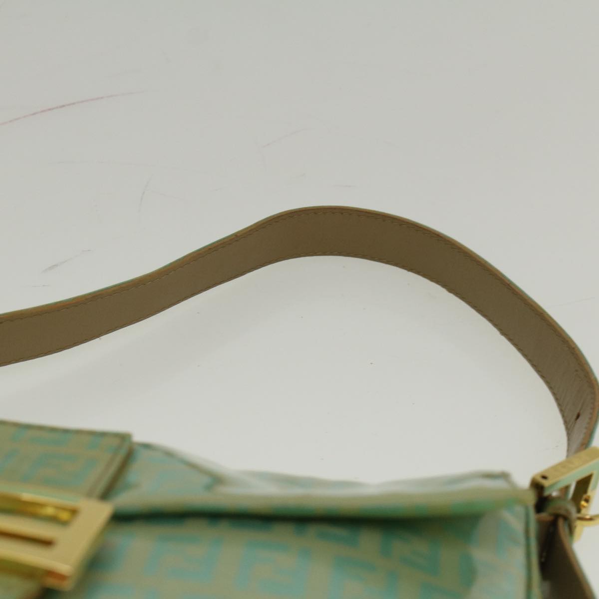 FENDI Zucchino Canvas Mamma Baguette Shoulder Bag Coated Canvas Blue 56198