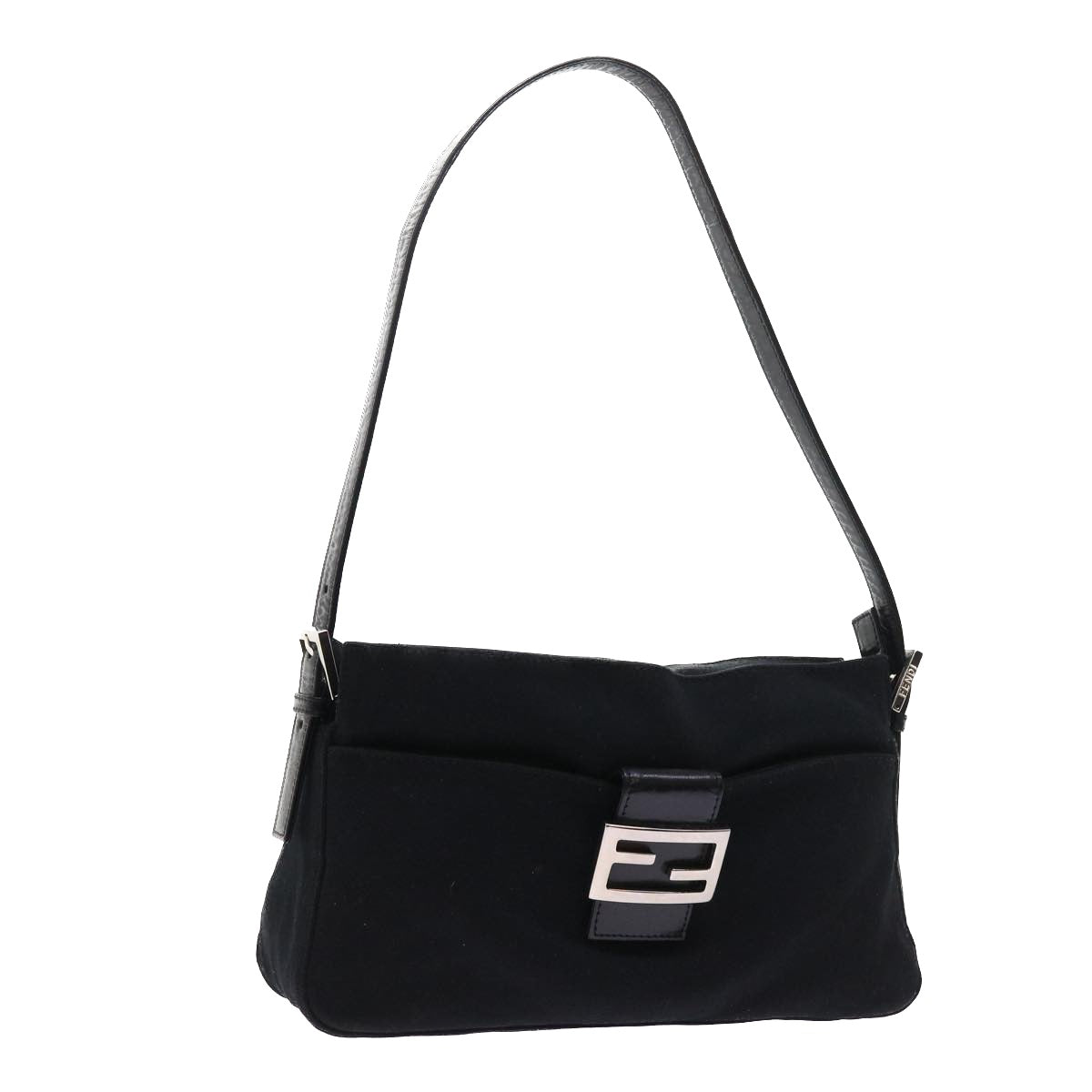 FENDI Mamma Baguette Shoulder Bag Nylon Black 56301