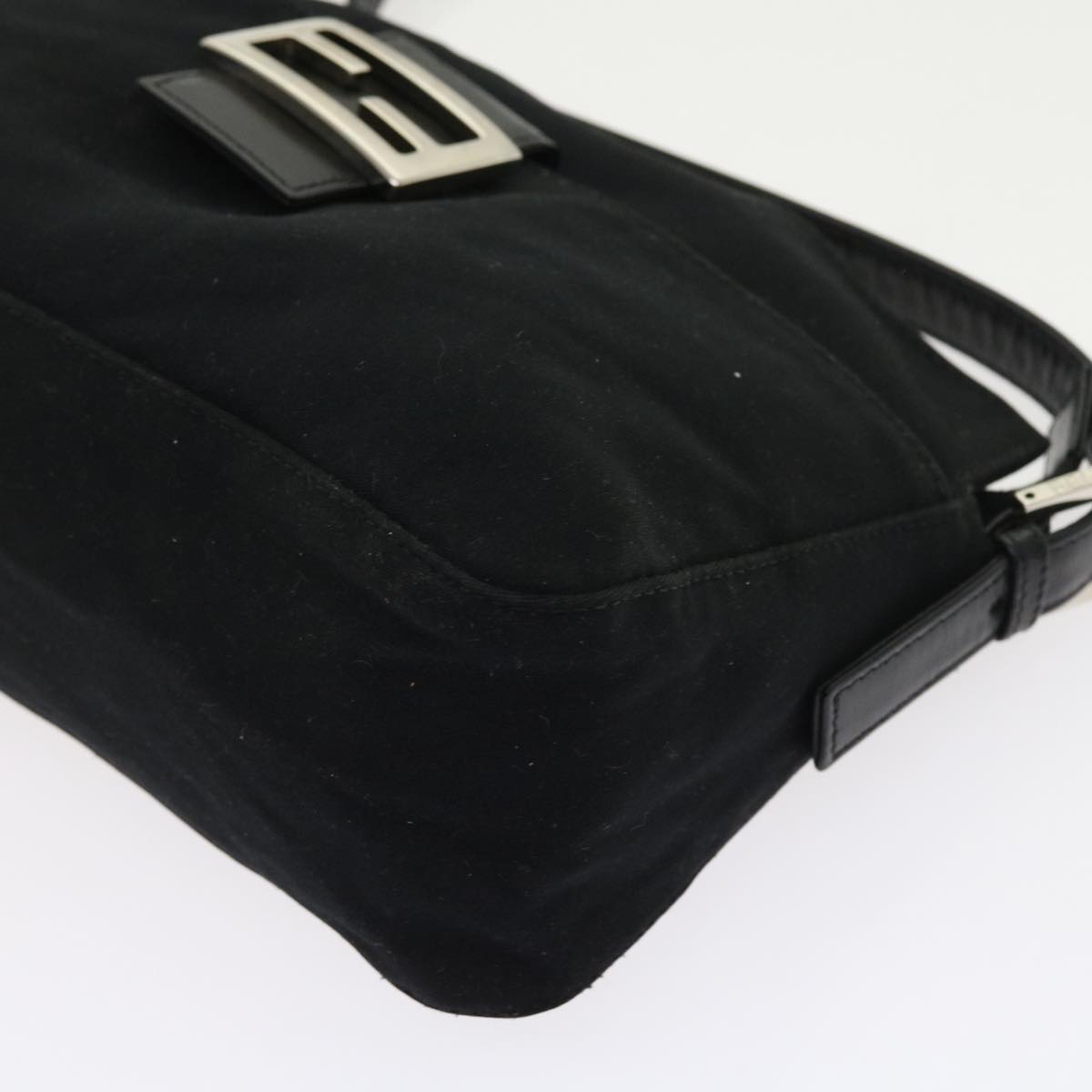 FENDI Mamma Baguette Shoulder Bag Nylon Black 56301