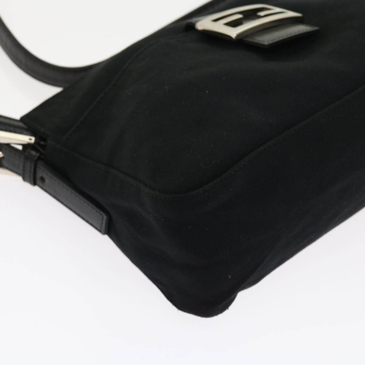 FENDI Mamma Baguette Shoulder Bag Nylon Black 56301