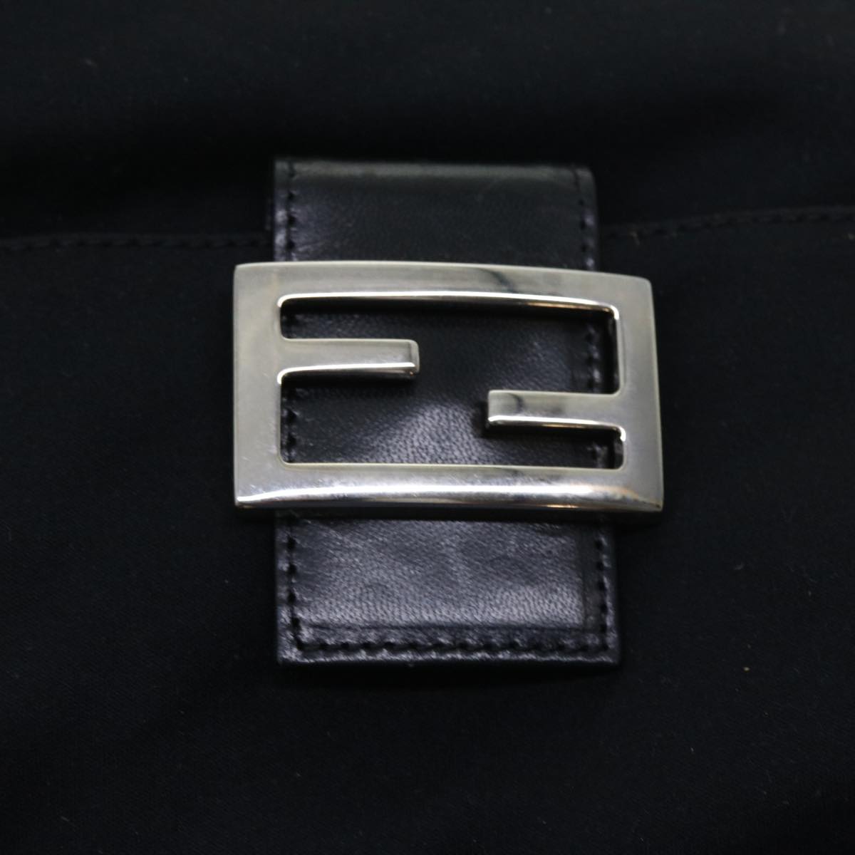 FENDI Mamma Baguette Shoulder Bag Nylon Black 56301