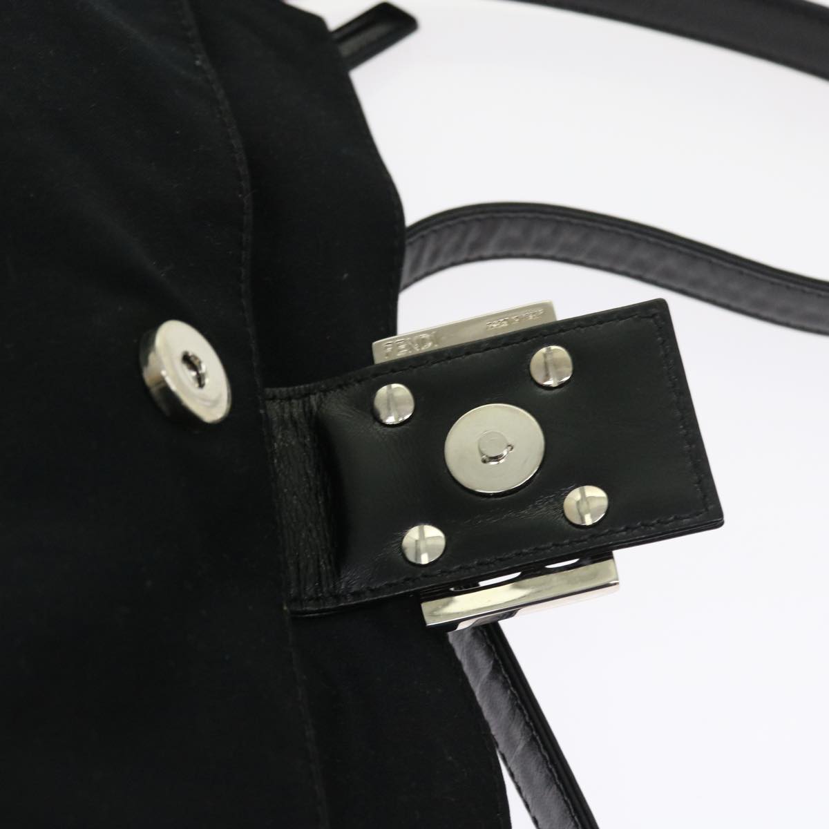 FENDI Mamma Baguette Shoulder Bag Nylon Black 56301