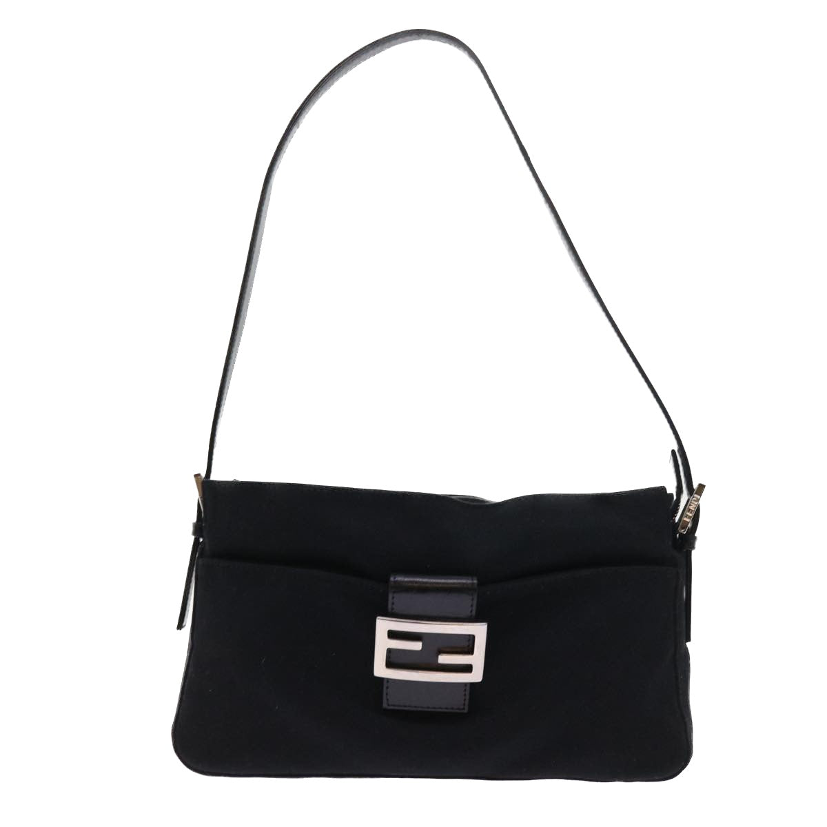 FENDI Mamma Baguette Shoulder Bag Nylon Black 56301