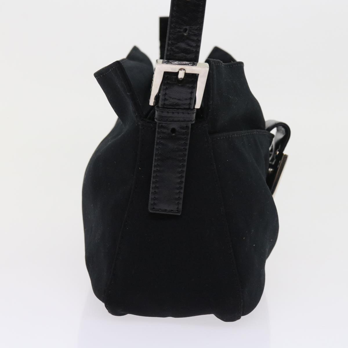 FENDI Mamma Baguette Shoulder Bag Nylon Black 56301