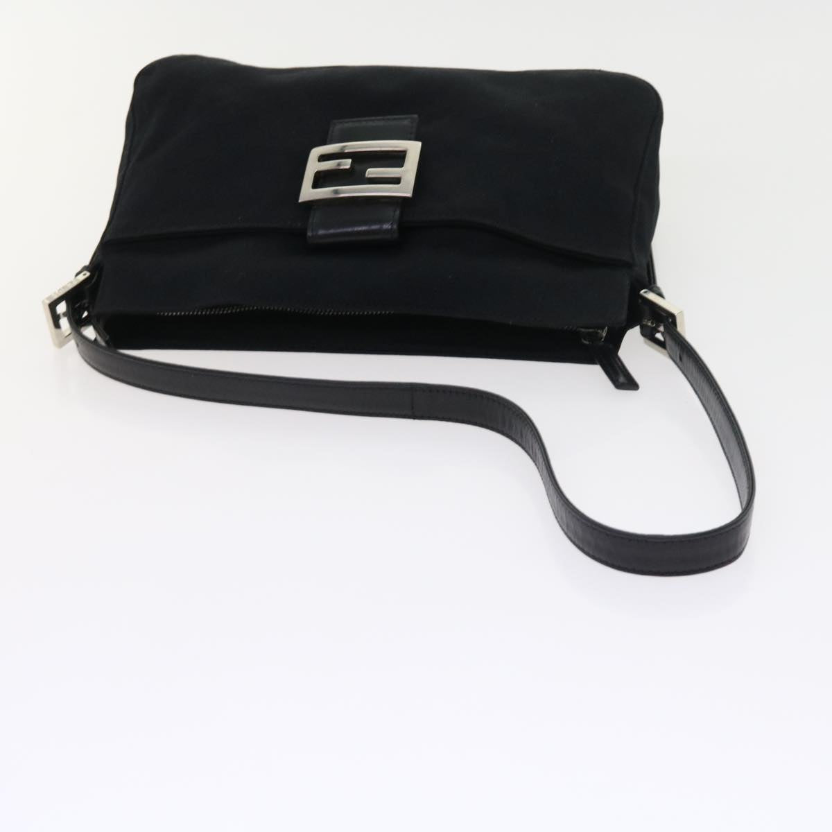 FENDI Mamma Baguette Shoulder Bag Nylon Black 56301
