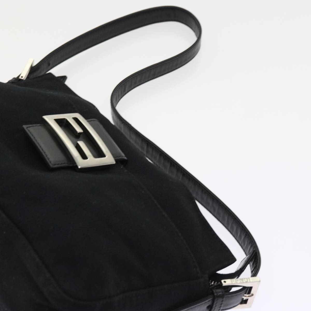 FENDI Mamma Baguette Shoulder Bag Nylon Black 56301