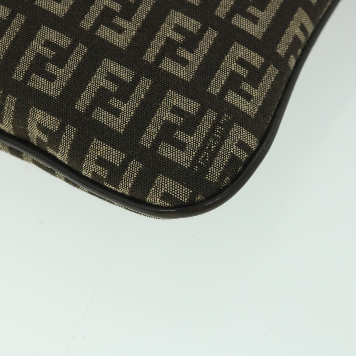 FENDI Zucchino Canvas Shoulder Bag Brown 56323
