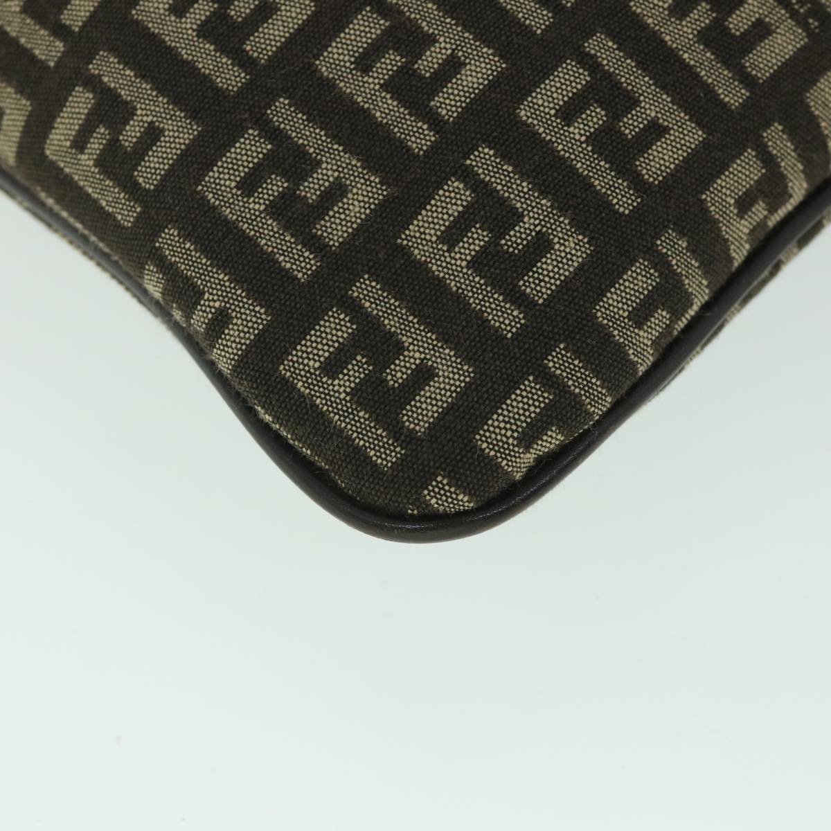 FENDI Zucchino Canvas Shoulder Bag Brown 56323