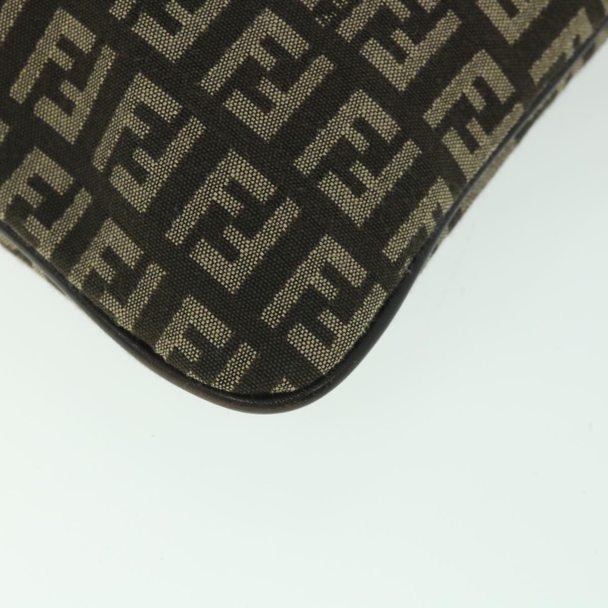 FENDI Zucchino Canvas Shoulder Bag Brown 56323