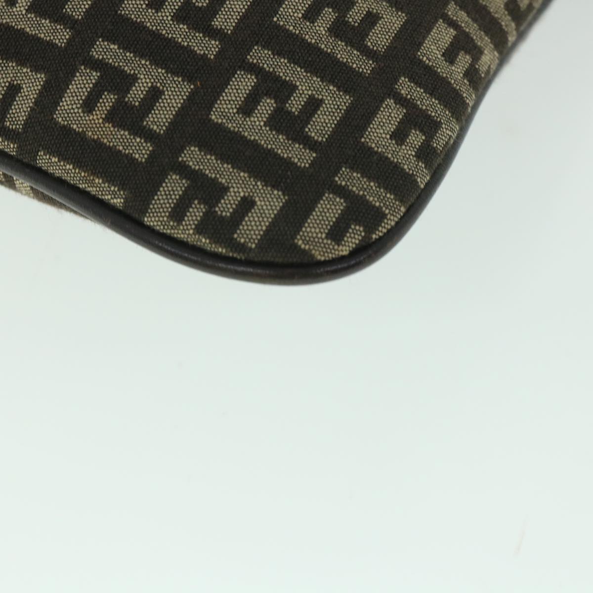 FENDI Zucchino Canvas Shoulder Bag Brown 56323