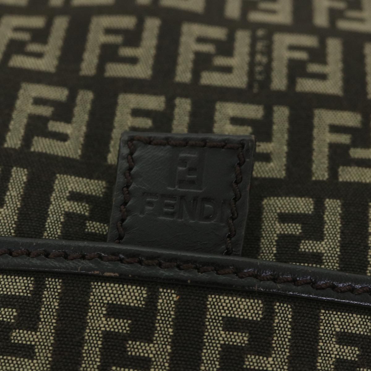 FENDI Zucchino Canvas Shoulder Bag Brown 56323