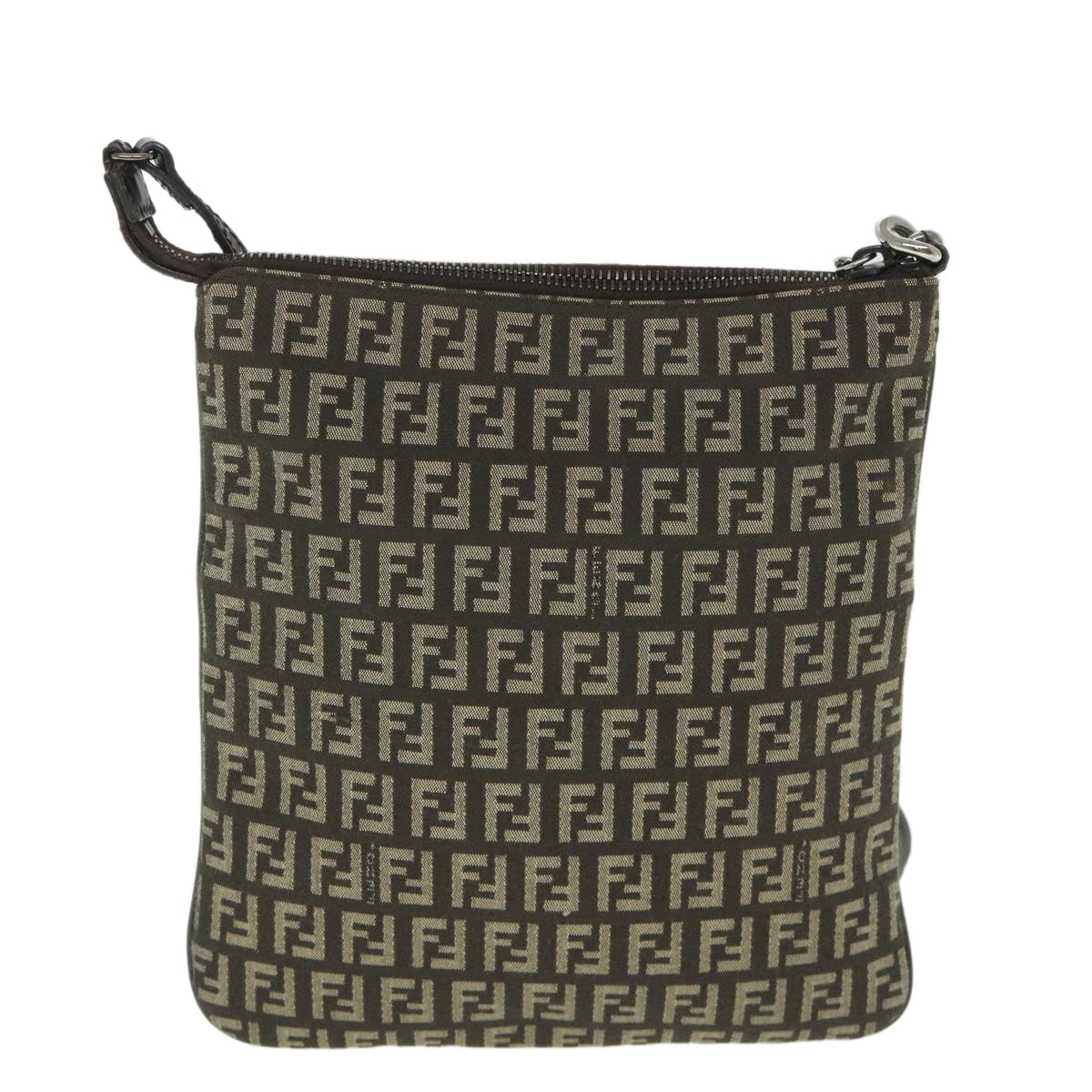 FENDI Zucchino Canvas Shoulder Bag Brown 56323